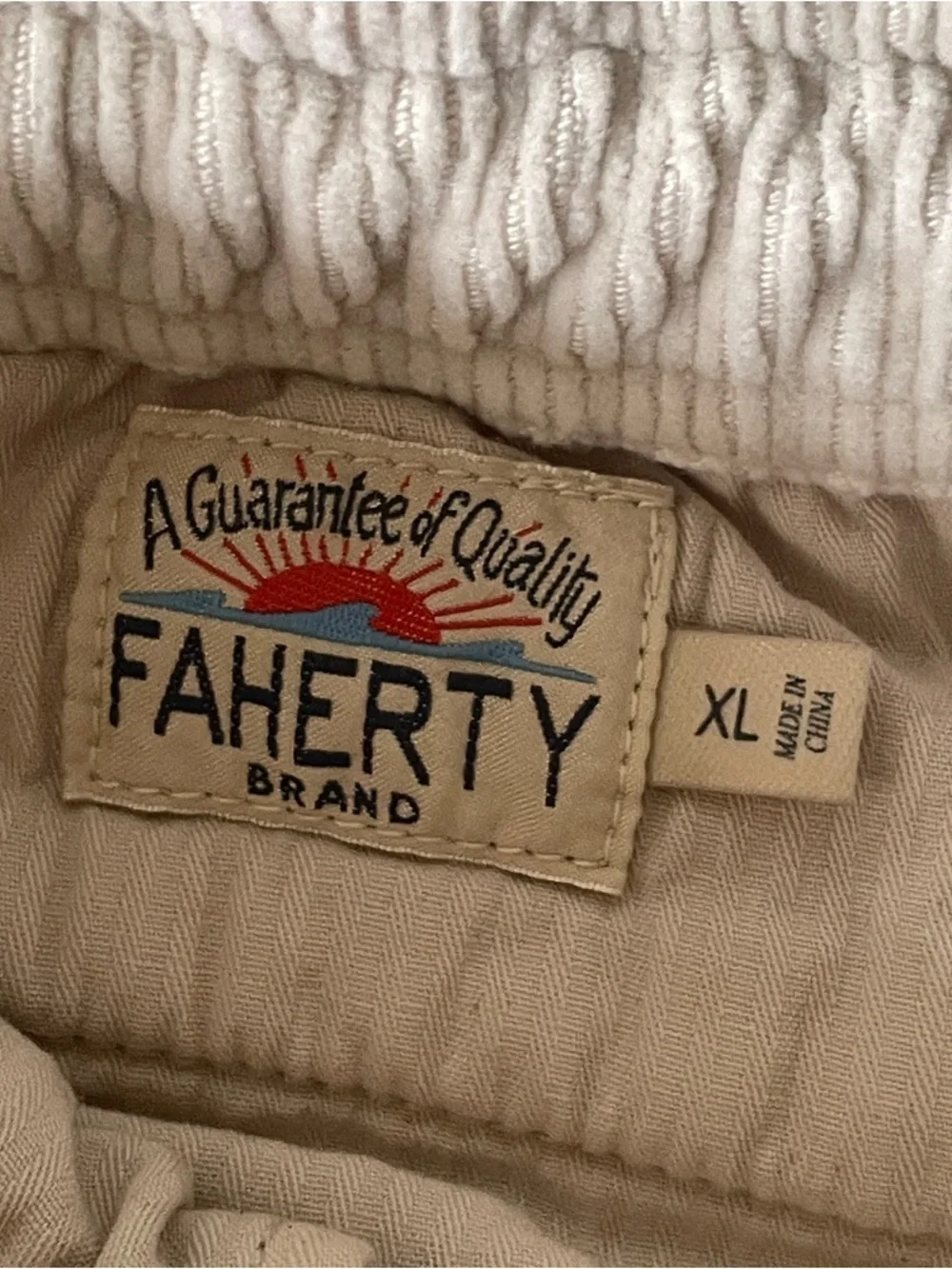 Faherty Pull-On Elastic Corduroy Shorts Men XL Coastal Birch Organic Cotton 6